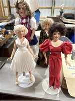 4 dolls Marilyn Monroe Joan Crawford n more