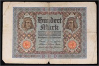 1920 Germany (Weimar) 100 Marks Banknote P# 69a Gr