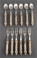 Israeli Silver Handled Lunch Set, 6