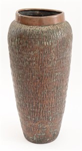 Art Nouveau Hammered Cooper Tall Vase