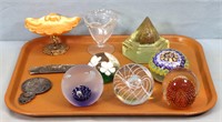 (5) Art Glass Paperweights & Other