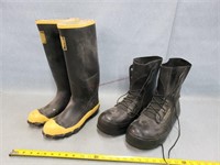 Steel Toe Rubber Boots Size 9 & Bata Size 12