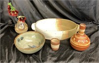 ARTISAN POTTERY LOT /  5 PCS