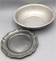 SBU Pewter Plate & Aluminum Wear-Ever Bowl