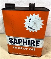 1970s two gal. OIL can - Saphire motor OIL