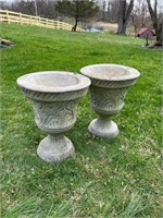 Pair of Concrete Garden Urns