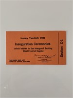 1981 Inauguration Ceremonies ticket