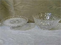 Lot of 2 Assorted Glassware items. Small pedestal