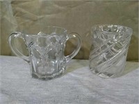 Crystal sugar bowl and heavy glass of.