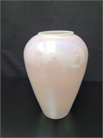 large iridescent white glass vase