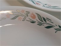 3pc Rosemarie Milk Glass Dinner Plates Pyrex