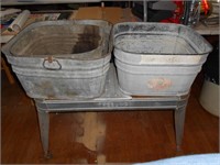 Vintage Wheeling Galvanized Double Basin Washtub