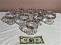 8 Vintage Libbey Copper Penny Rocks Glasses