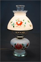 Vintage Handpainted Milk Glass Hurricane Lamp