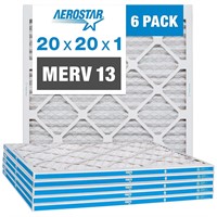 Aerostar 20x20x1 MERV 13 Air Filter  6 Pack