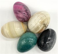 5 Alabaster Stone Marble Eggs