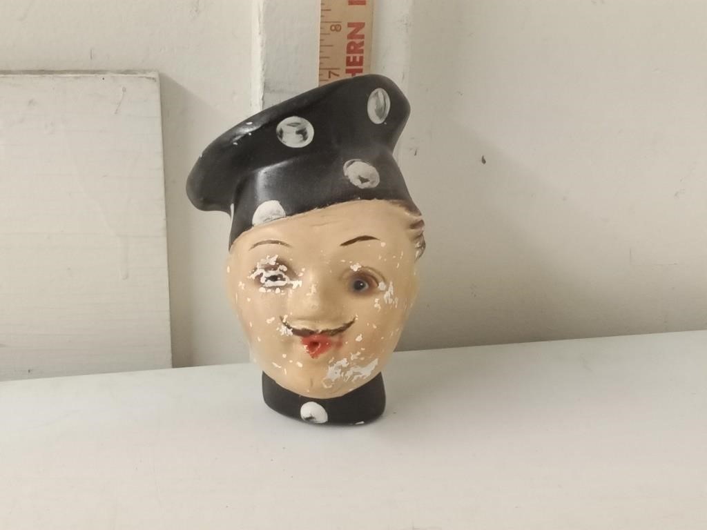 old chalkware chef string holder