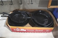 COLLECTION OF CAST IRON PANS