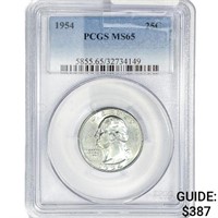 1954 Washington Silver Quarter PCGS MS65