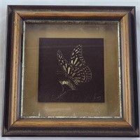 Framed Butterfly Brass Engraving