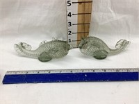 (2) Hand Blown Glass Fish, Open End, 2 1/4”T