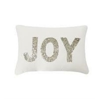 Holiday Time Joy Pillow Gray and White 13" X 18"