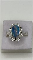 Pretty Opal Doublet Sterling Silver Ring