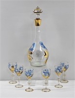 7pc MCM Bohemian Glasses & Decanter 4"h - 12"