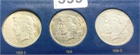 (3) SILVER DOLLARS - 1928-S, 1934, 1934-D