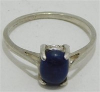 Vintage Sterling Silver Sapphire Ring - Size 6 ¾