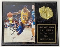 Autographed Magic Johnson LA Lakers Plaque
