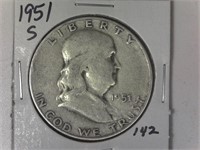 1951-S Franklin Half Dollar