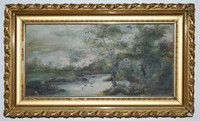 Antique Original Landscape Oil Painting - Signed