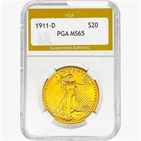 1911-D $20 Gold Double Eagle PGA MS65