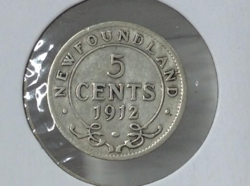 1912 Newfoundland 5 Cents   Vf