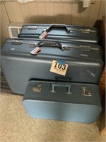 Vintage 3 pc Blue American Tourister Luggage