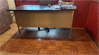 L SHAPED METAL DESK WITH OFFICE CHAIR
