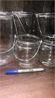 (3) Large & (2) Small Glass Jars With Handles