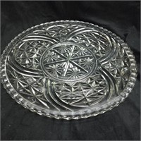 Serving platter cut glass crystal circles