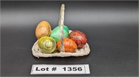 MARBLE EGGS AND BASKET