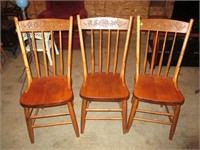 Lot (3) Pressed BAck Oak Chairs