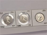 CANADIAN 50¢ PIECES - 1970(GEM), 1975 & 1982