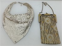 Vintage metal beaded purse and necklace