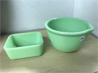 2 Jade Dishes - Bowl With Pouring Spout And