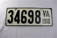 White 1918 VA license plate