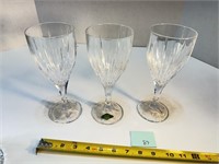 3 Lead Crystal Wine Glasses