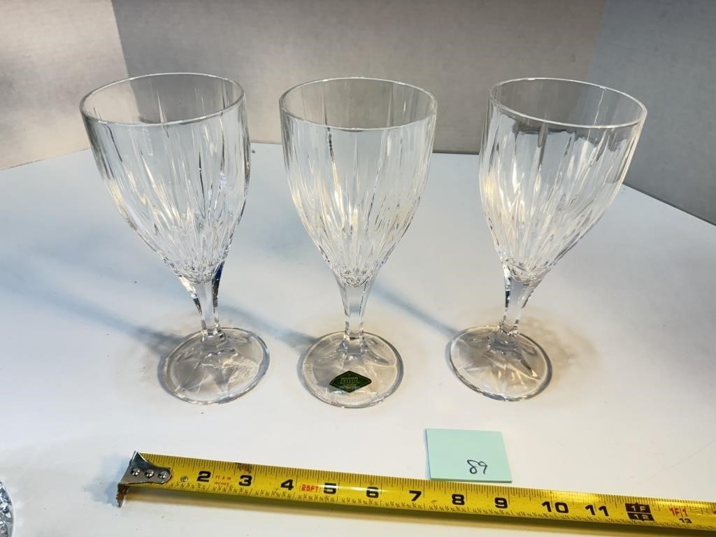 3 Lead Crystal Wine Glasses