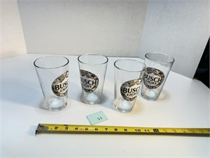 4 Busch Light Beer Glasses