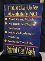 patriot car wash metal sign