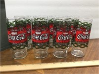 (8) Vintage Coca Cola Stained Glass Window Glasses